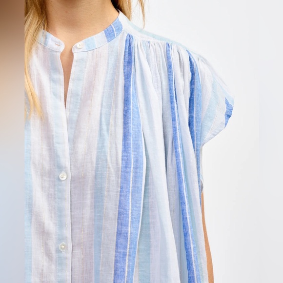 BELLEROSE CHAOS STRIPED BLOUSE - BLUE - Picture 2 of 4